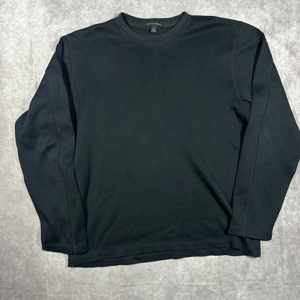 Banana Republic Mens XL Tall Black Long Sleeve Cotton Ribbed Crewneck Sweater‎